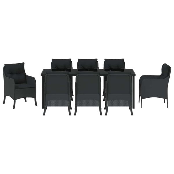 Комплект за хранене в градината 9 pcs Черно полиратан