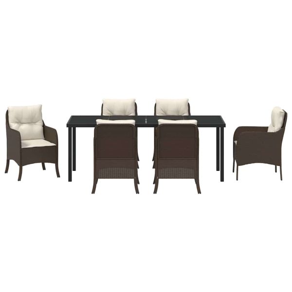 Комплект за хранене в градината 7 pcs Кафяво полиратан