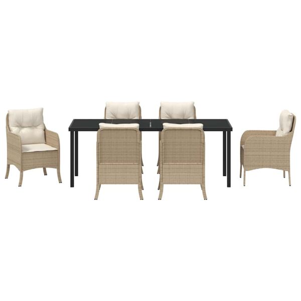 Комплект за хранене в градината 7 pcs Бежово полиратан