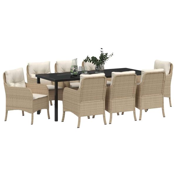 Комплект за хранене в градината 9 pcs Бежово полиратан