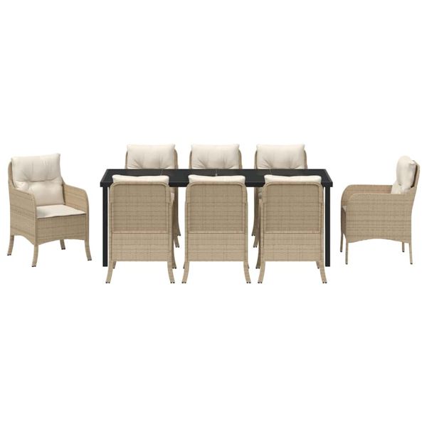 Комплект за хранене в градината 9 pcs Бежово полиратан