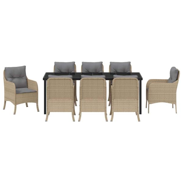 Комплект за хранене в градината 9 pcs Бежово полиратан