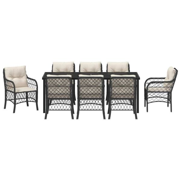 Комплект за хранене в градината 9 pcs Черно полиратан