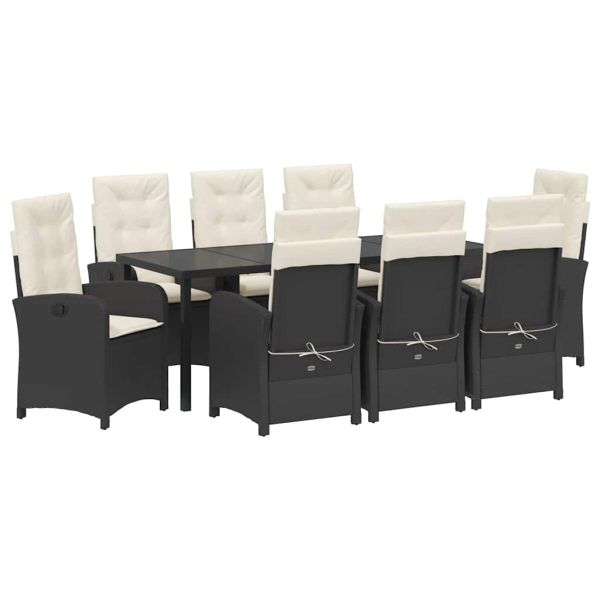 Комплект за хранене в градината 9 pcs Черно полиратан