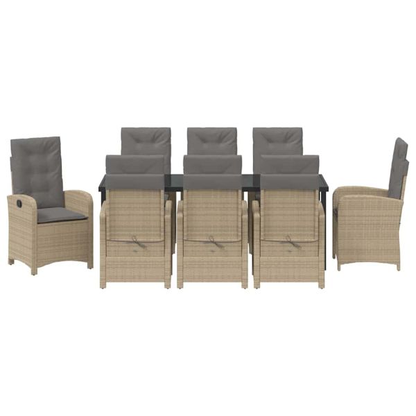 Комплект за хранене в градината 9 pcs Бежово полиратан