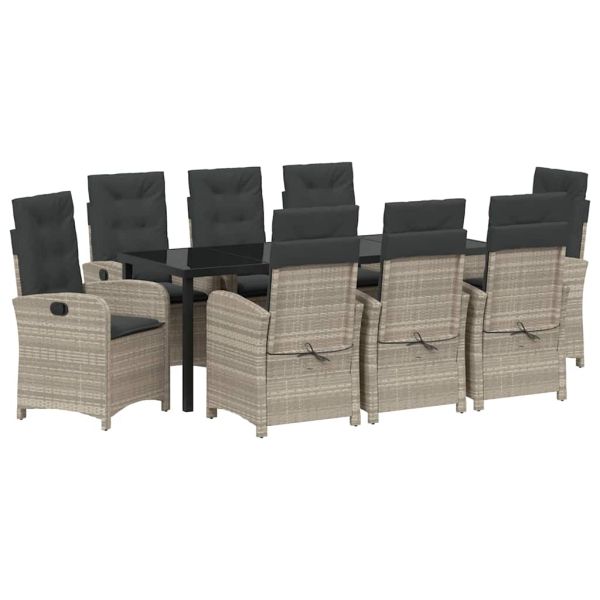 Комплект за хранене в градината 9 pcs Светлосиво полиратан