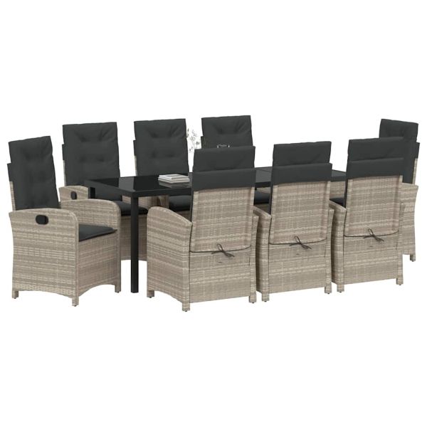 Комплект за хранене в градината 9 pcs Светлосиво полиратан