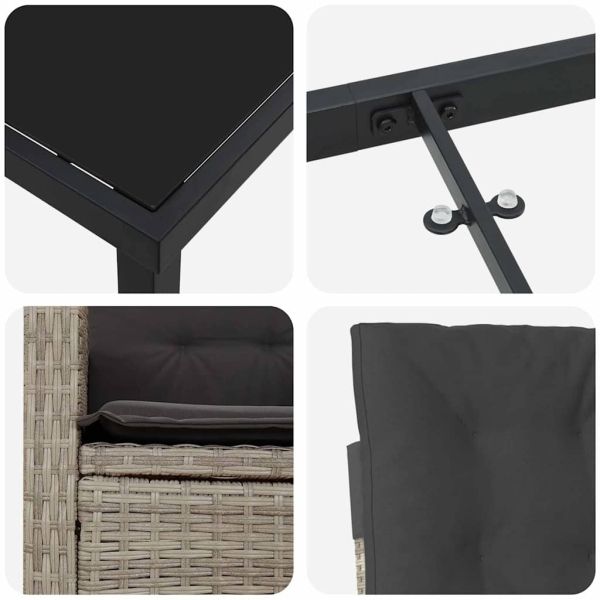 Комплект за хранене в градината 9 pcs Светлосиво полиратан