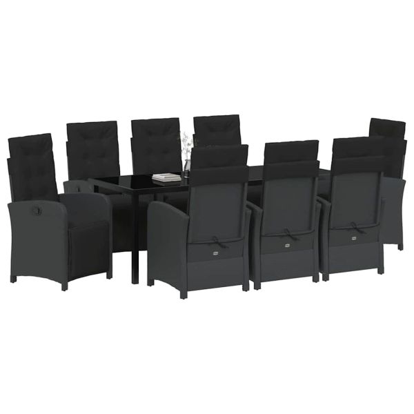 Комплект за хранене в градината 9 pcs Черно полиратан