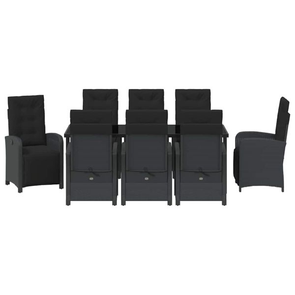 Комплект за хранене в градината 9 pcs Черно полиратан