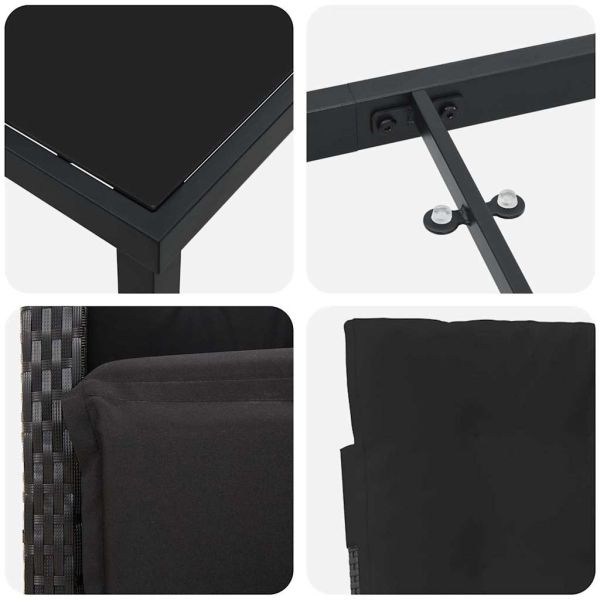 Комплект за хранене в градината 9 pcs Черно полиратан