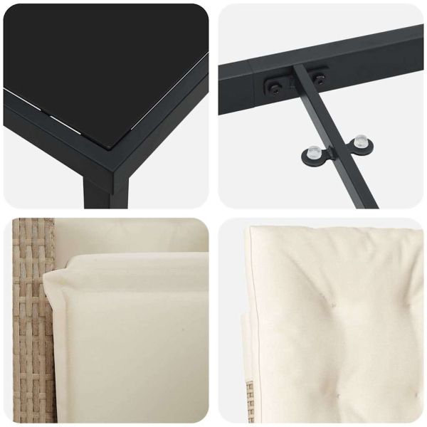 Комплект за хранене в градината 7 pcs Бежово полиратан