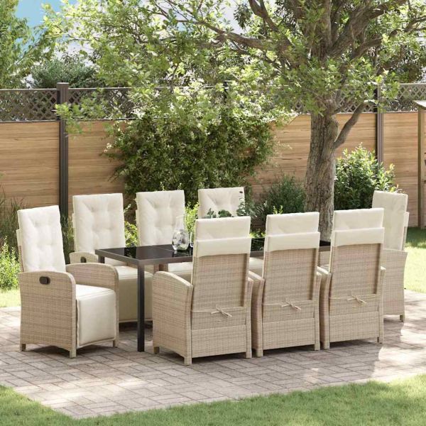 Комплект за хранене в градината 9 pcs Бежово полиратан