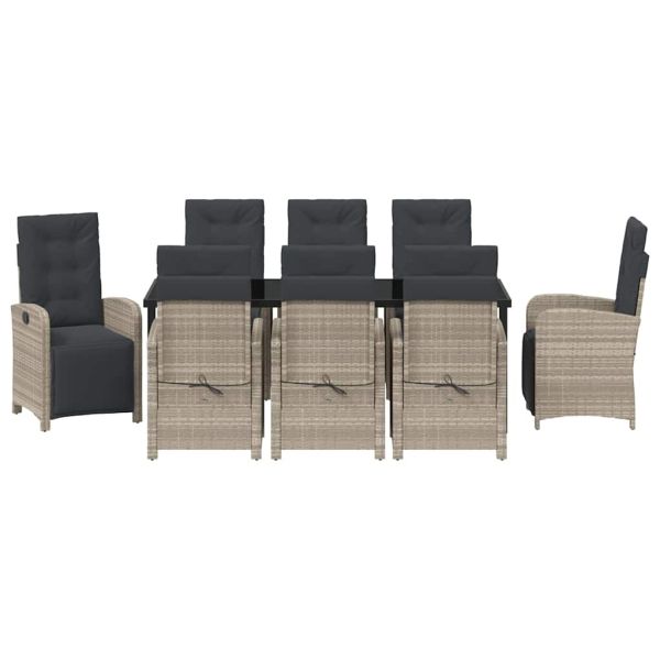 Комплект за хранене в градината 9 pcs Светлосиво полиратан