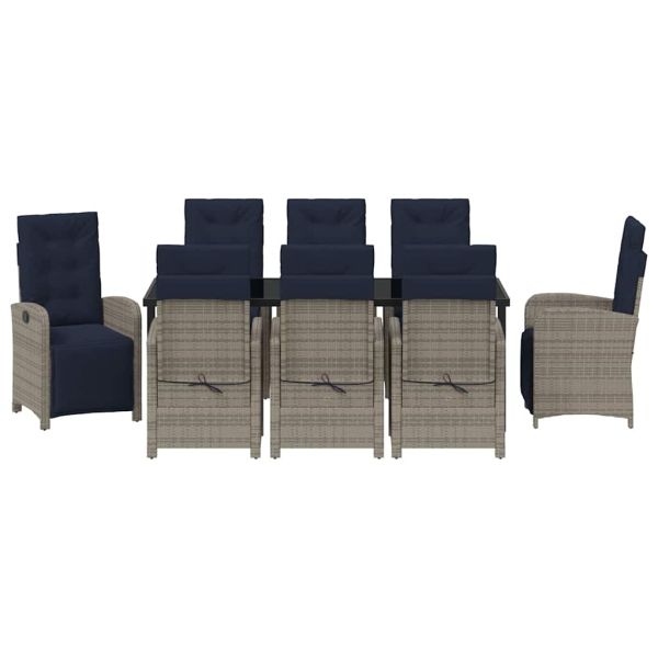 Комплект за хранене в градината 9 pcs Сив полиратан