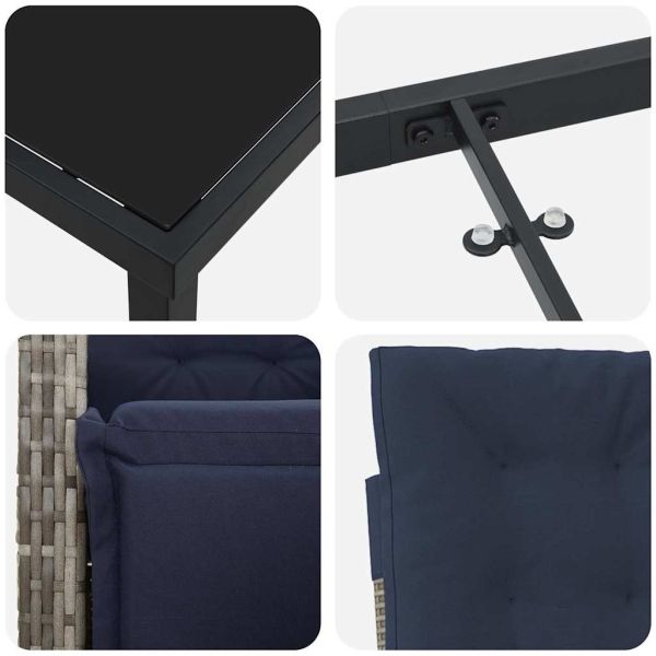 Комплект за хранене в градината 9 pcs Сив полиратан