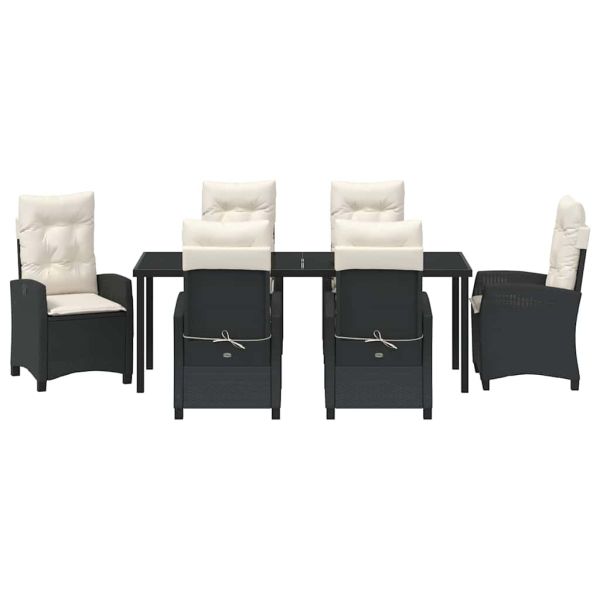 Комплект за хранене в градината 7 pcs Черно полиратан