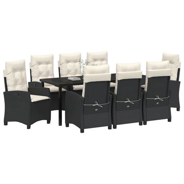 Комплект за хранене в градината 9 pcs Черно полиратан