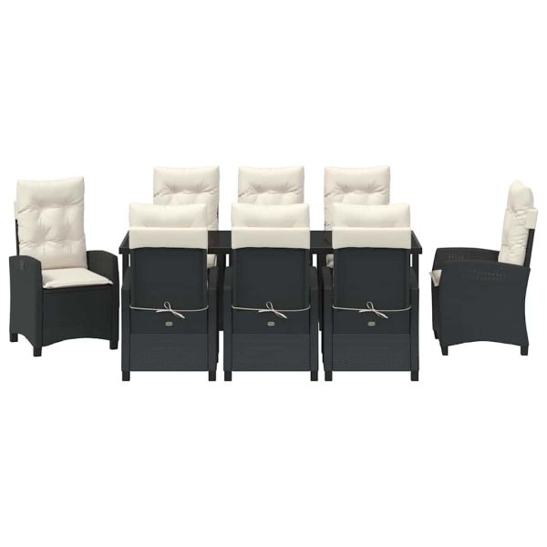 Комплект за хранене в градината 9 pcs Черно полиратан