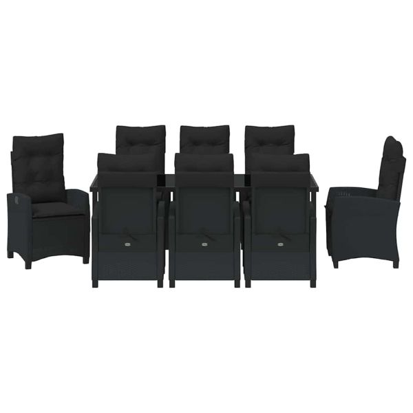 Комплект за хранене в градината 9 pcs Черно полиратан