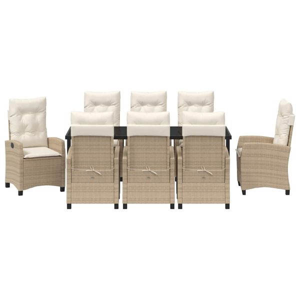 Комплект за хранене в градината 9 pcs Бежово полиратан