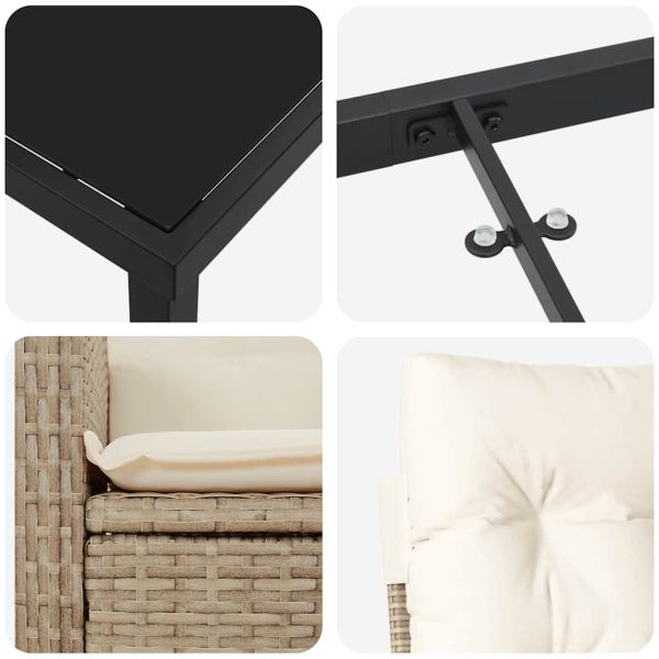 Комплект за хранене в градината 9 pcs Бежово полиратан