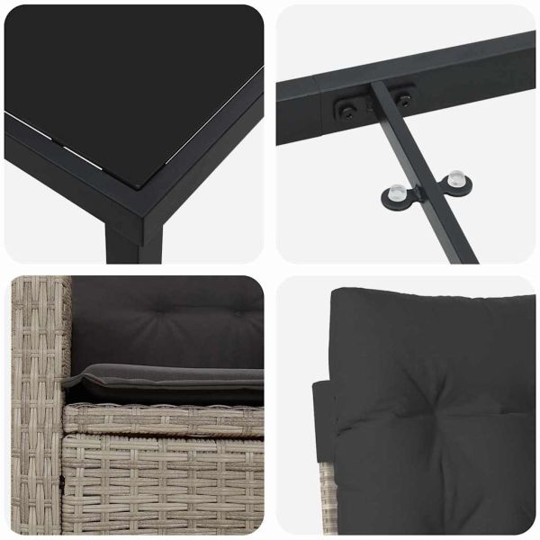 Комплект за хранене в градината 7 pcs Светлосиво полиратан