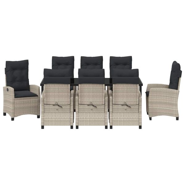 Комплект за хранене в градината 9 pcs Светлосиво полиратан