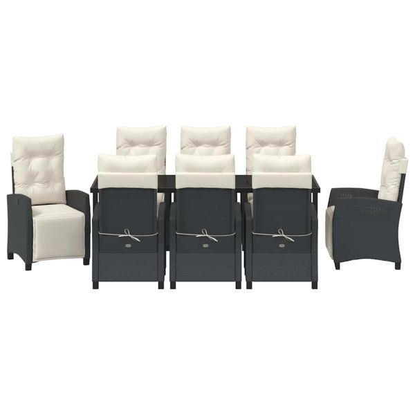 Комплект за хранене в градината 9 pcs Черно полиратан