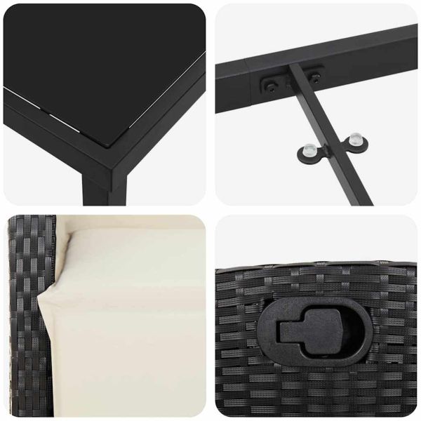 Комплект за хранене в градината 9 pcs Черно полиратан