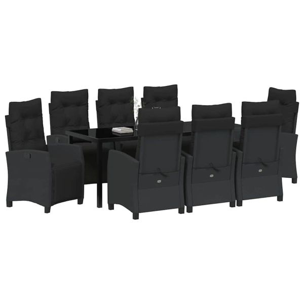 Комплект за хранене в градината 9 pcs Черно полиратан