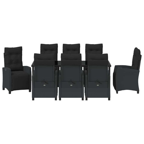 Комплект за хранене в градината 9 pcs Черно полиратан