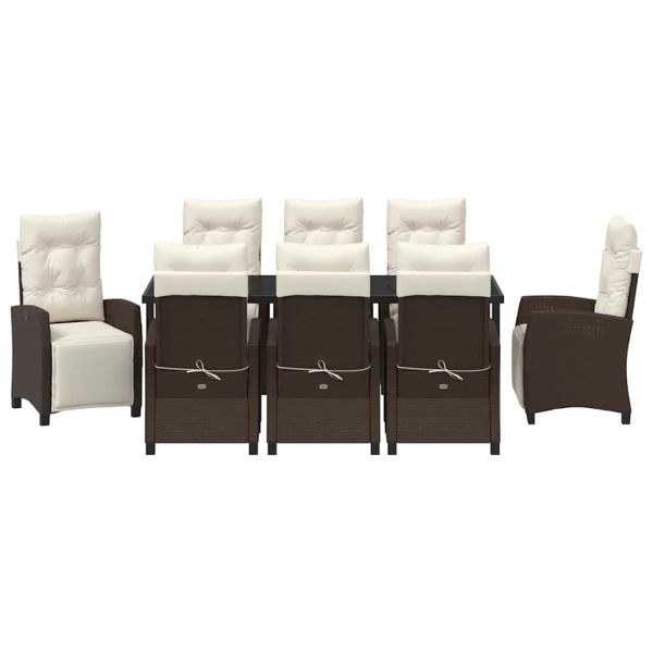 Комплект за хранене в градината 9 pcs Кафяво полиратан