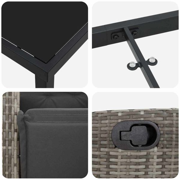 Комплект за хранене в градината 7 pcs Сив полиратан