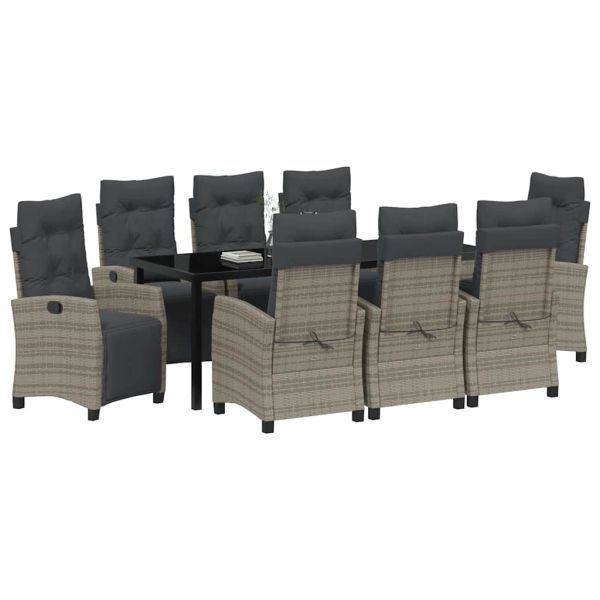 Комплект за хранене в градината 9 pcs Сив полиратан