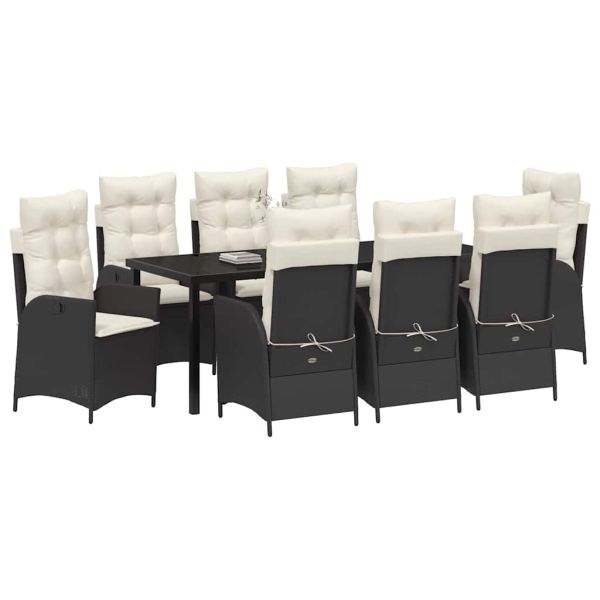 Комплект за хранене в градината 9 pcs Черно полиратан