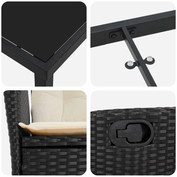 Комплект за хранене в градината 9 pcs Черно полиратан