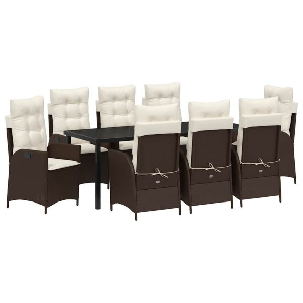 Комплект за хранене в градината 9 pcs Кафяво полиратан