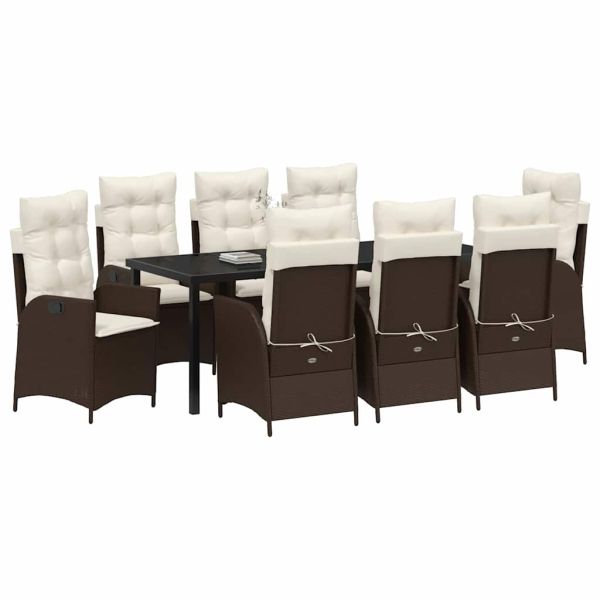 Комплект за хранене в градината 9 pcs Кафяво полиратан