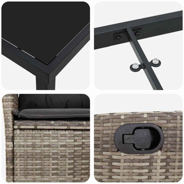 Комплект за хранене в градината 9 pcs Сив полиратан