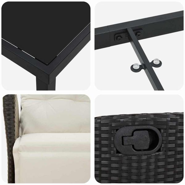 Комплект за хранене в градината 9 pcs Черно полиратан