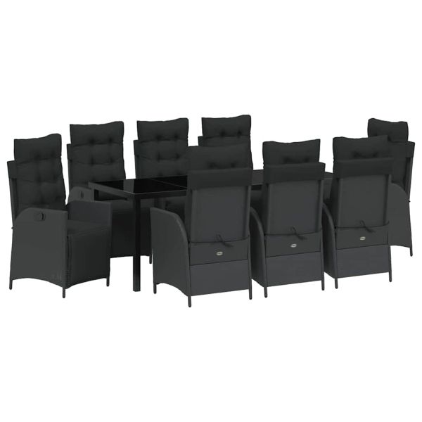 Комплект за хранене в градината 9 pcs Черно полиратан