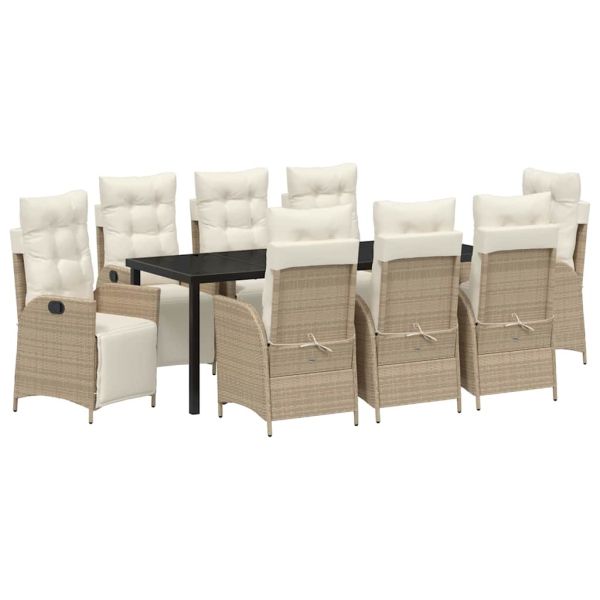 Комплект за хранене в градината 9 pcs Бежово полиратан