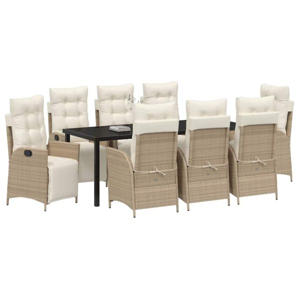 Комплект за хранене в градината 9 pcs Бежово полиратан