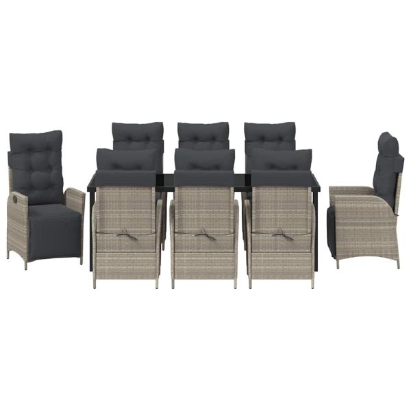 Комплект за хранене в градината 9 pcs Светлосиво полиратан