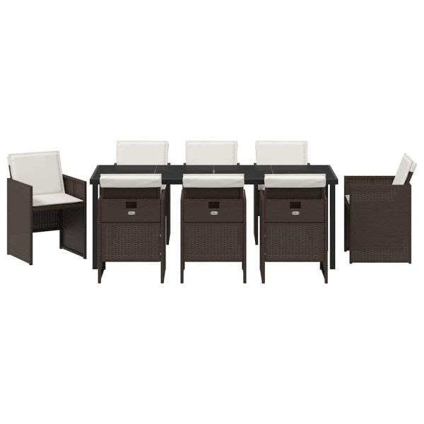 Комплект за хранене в градината 9 pcs Кафяво полиратан