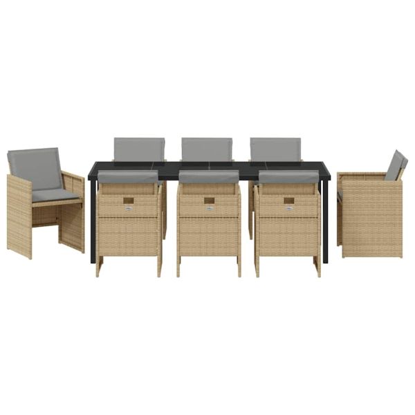 Комплект за хранене в градината 9 pcs Бежово полиратан