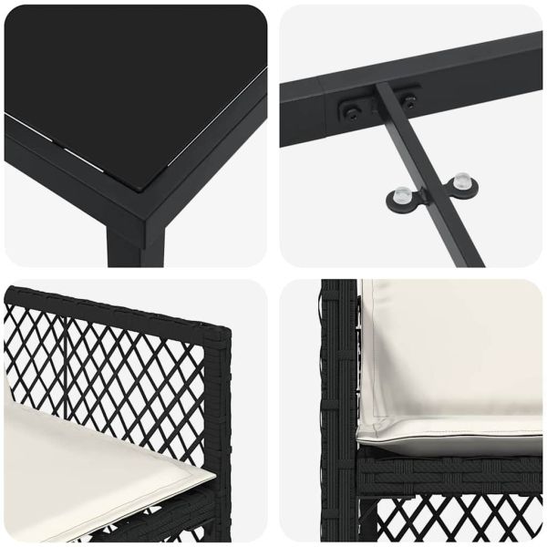 Комплект за хранене в градината 9 pcs Черно полиратан