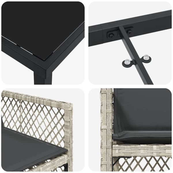 Комплект за хранене в градината 9 pcs Светлосиво полиратан