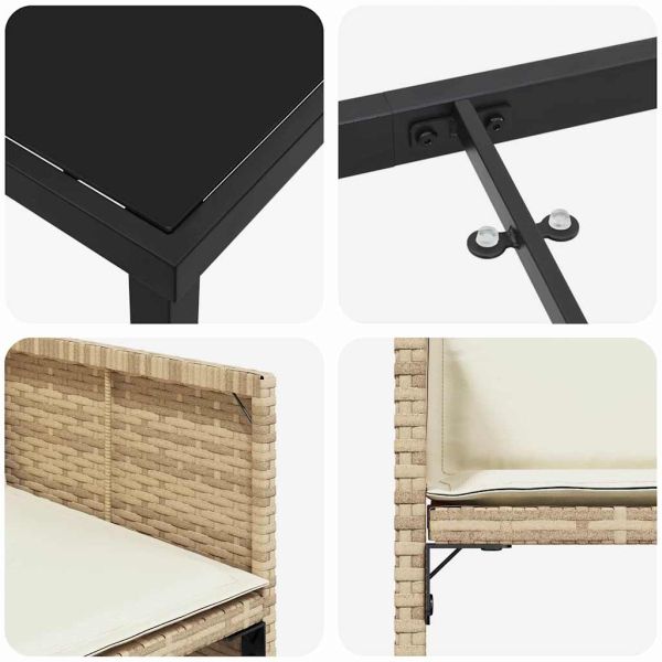 Комплект за хранене в градината 9 pcs Бежово полиратан